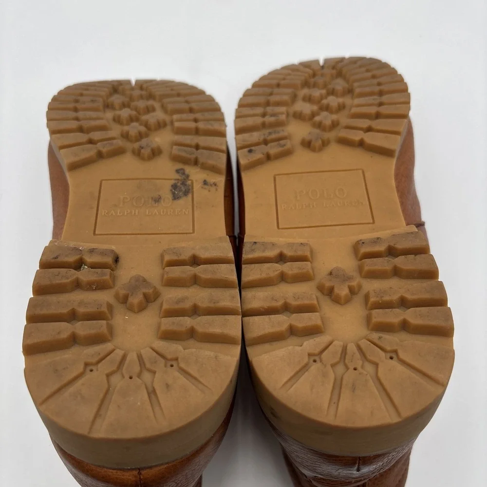 Polo Ralph Lauren Redmond Brown Pebbled Leather Buckle Moc Toe Ranger Boots 11 D